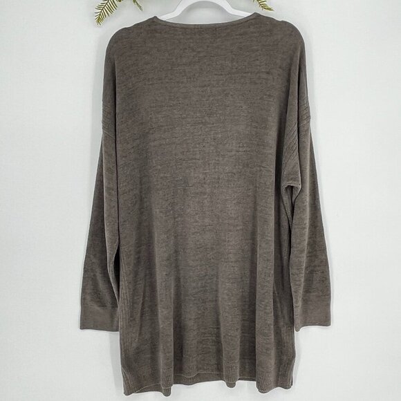 Barefoot Dreams Cozychic Ultra Lite V-Neck Tunic Sweater Plus Size 1 X Grey - Picture 2 of 7